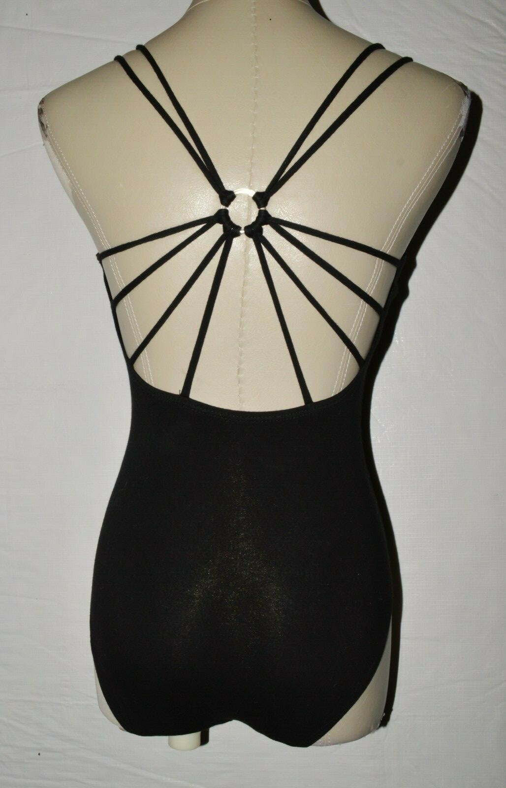 NATALIE DANCE WEAR WOMENS SIZE S SMALL BLACK STRAPPY BACK DANCE BALLET LEOTARD