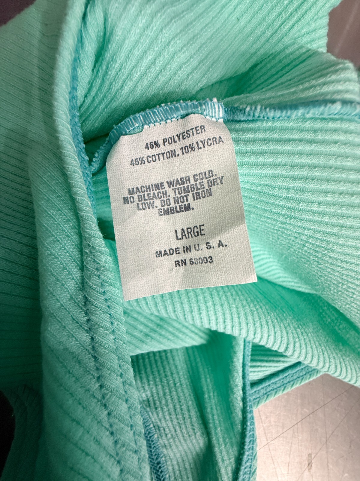 Vintage 90s Ribbed Bodysuit Teal Mint Green Made in USA Large L