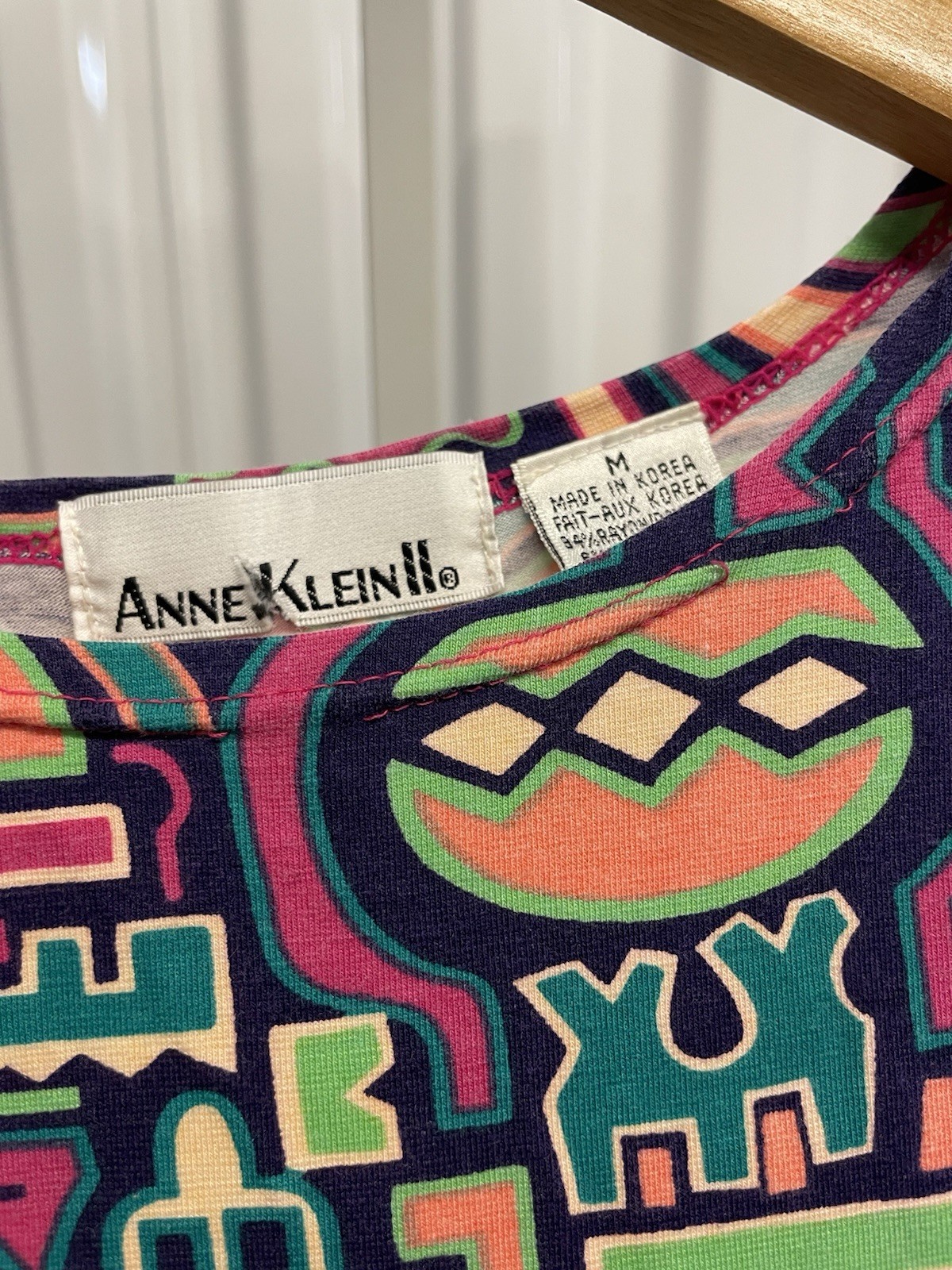 Vintage 80s 90s Anne Klein II Purple Multi Abstract Bodysuit Leotard Body Suit M