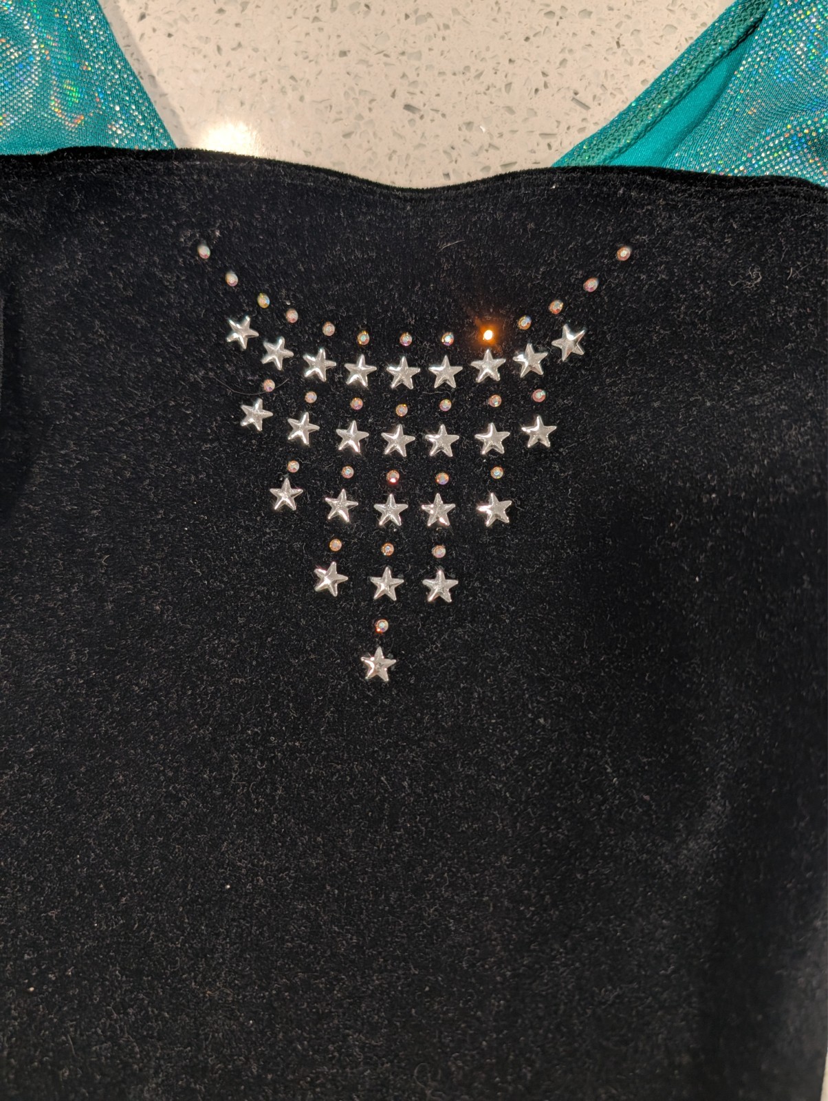 BEAUTIFUL GK Elite Extra Small Gymnastics Dance Long Sleeve Velour HOLOGRAPHIC
