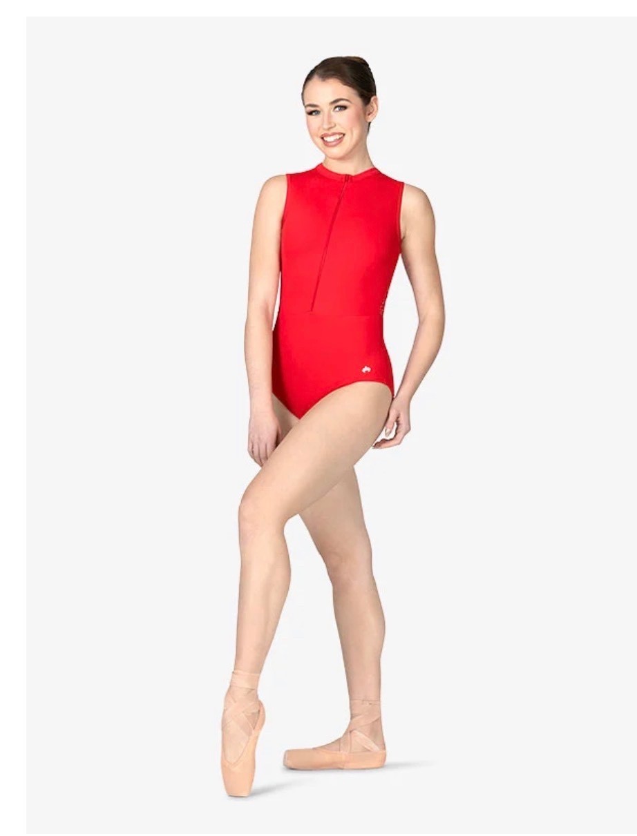 NWT Womens Zip Front Full Back Lace Mesh Dance Leotard SK115 Retails $75 (A1)