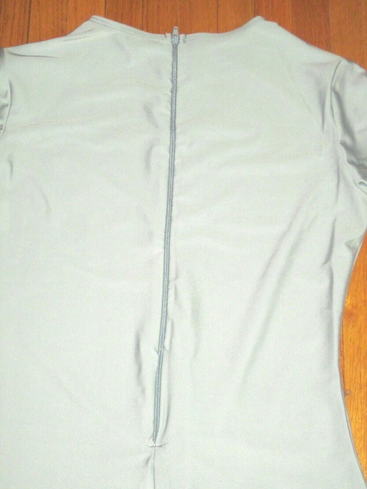 Plus Size Shiny Gray Long Sleeve Crew Neck Footed Unitard Jumpsuit 2XL-16-18 New