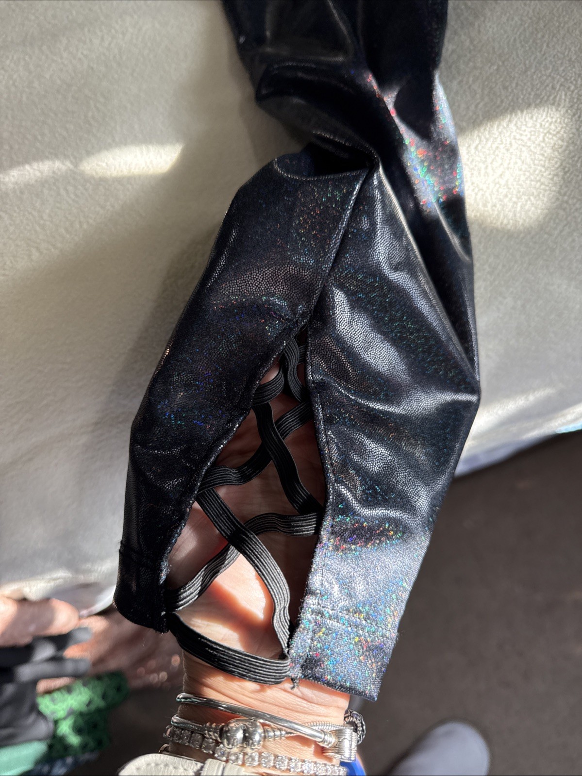 Revolution Tenth House Dance unitard solo costume MA adult Medium Black Sequin
