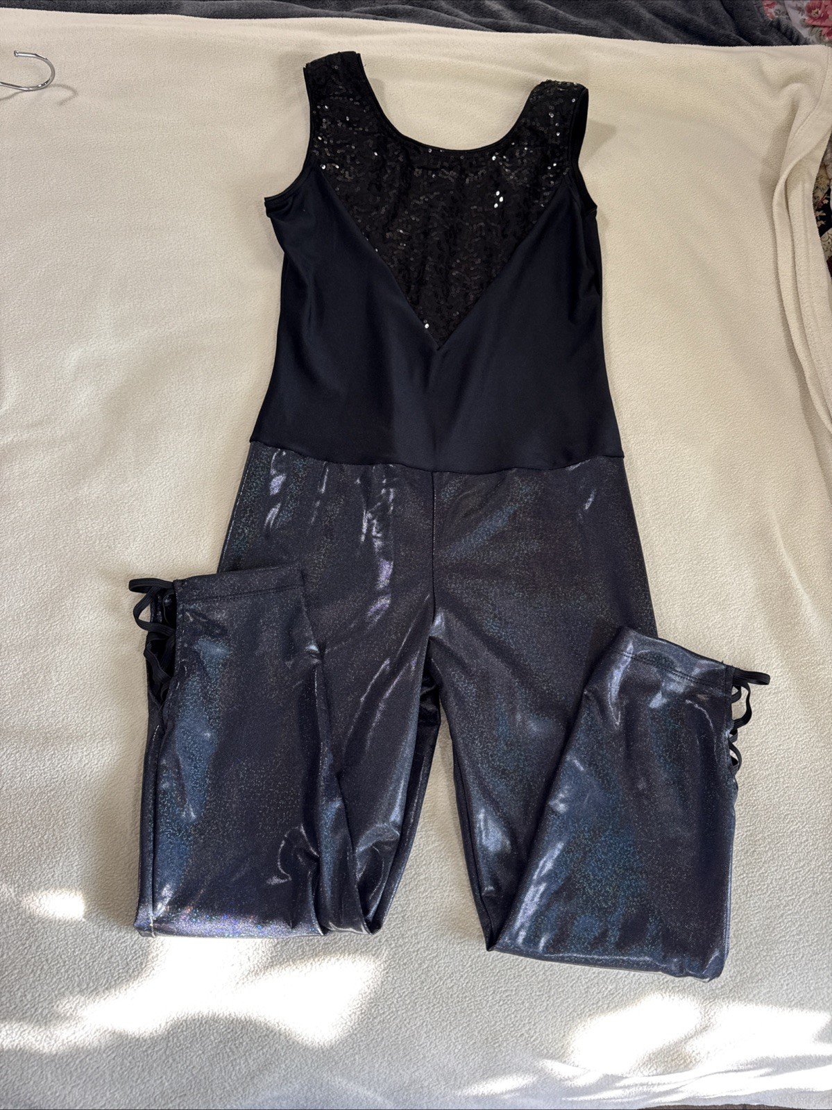Revolution Tenth House Dance unitard solo costume MA adult Medium Black Sequin