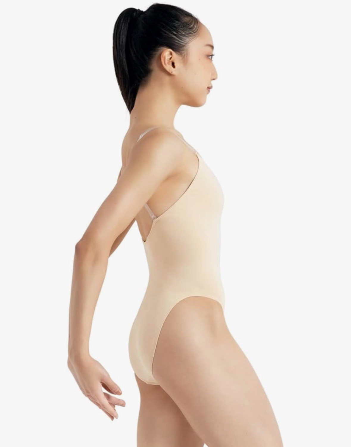 Capezio womens Camisole Leotard With Clear Transition Straps, Nude, Medium 3532