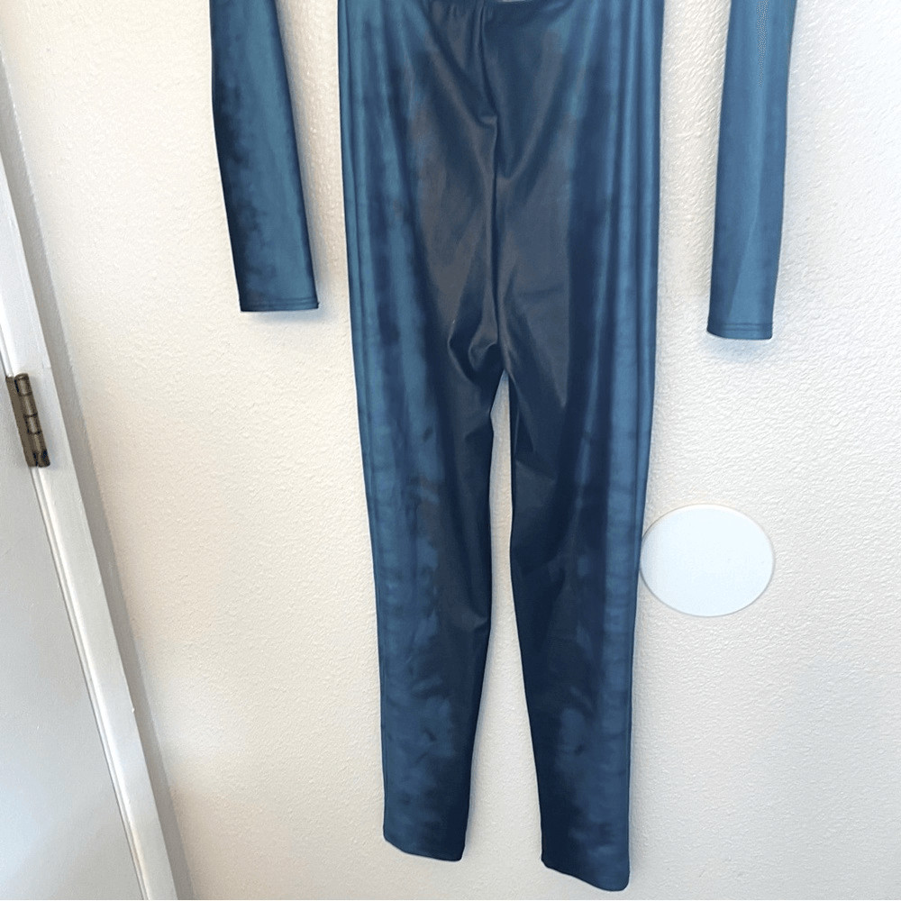 WEISSMAN Elite Dance Costume unitard jumpsuit teal blue Nightlight 14919 XSA LC