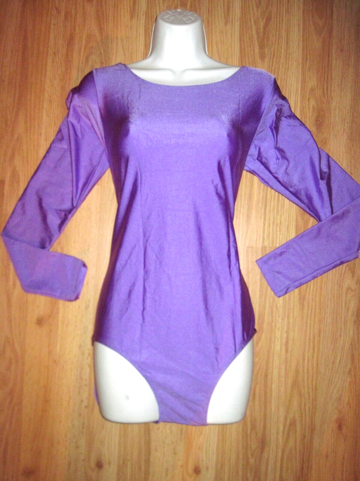 Plus Size Shiny Violet Spandex Long Sleeve Scoop Neck Leotard Size XXL-2XL New