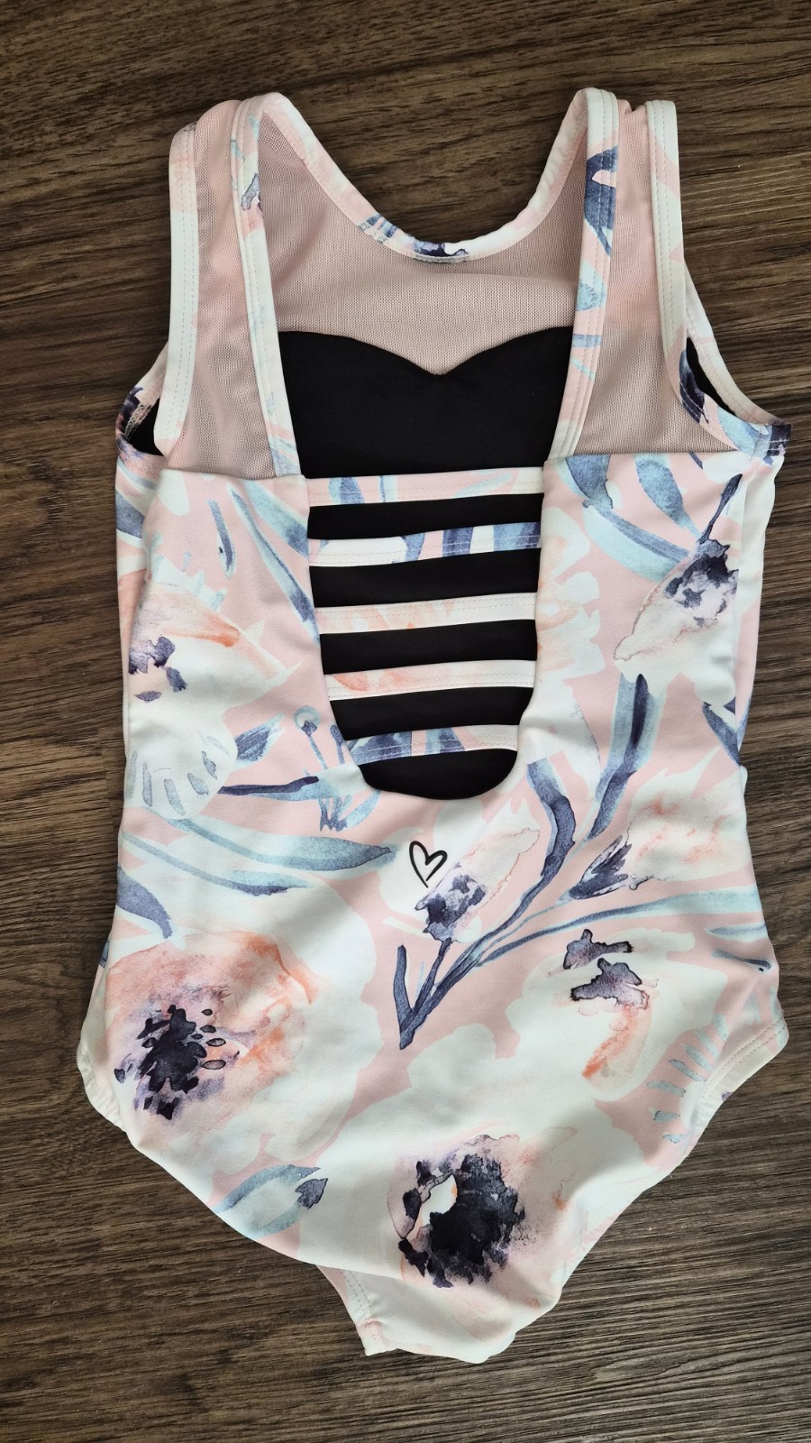 ❤️ All Dancewear C1 sz 6/7 Dance Leotard Tank Pink Floral Mesh Sweatheart Line.