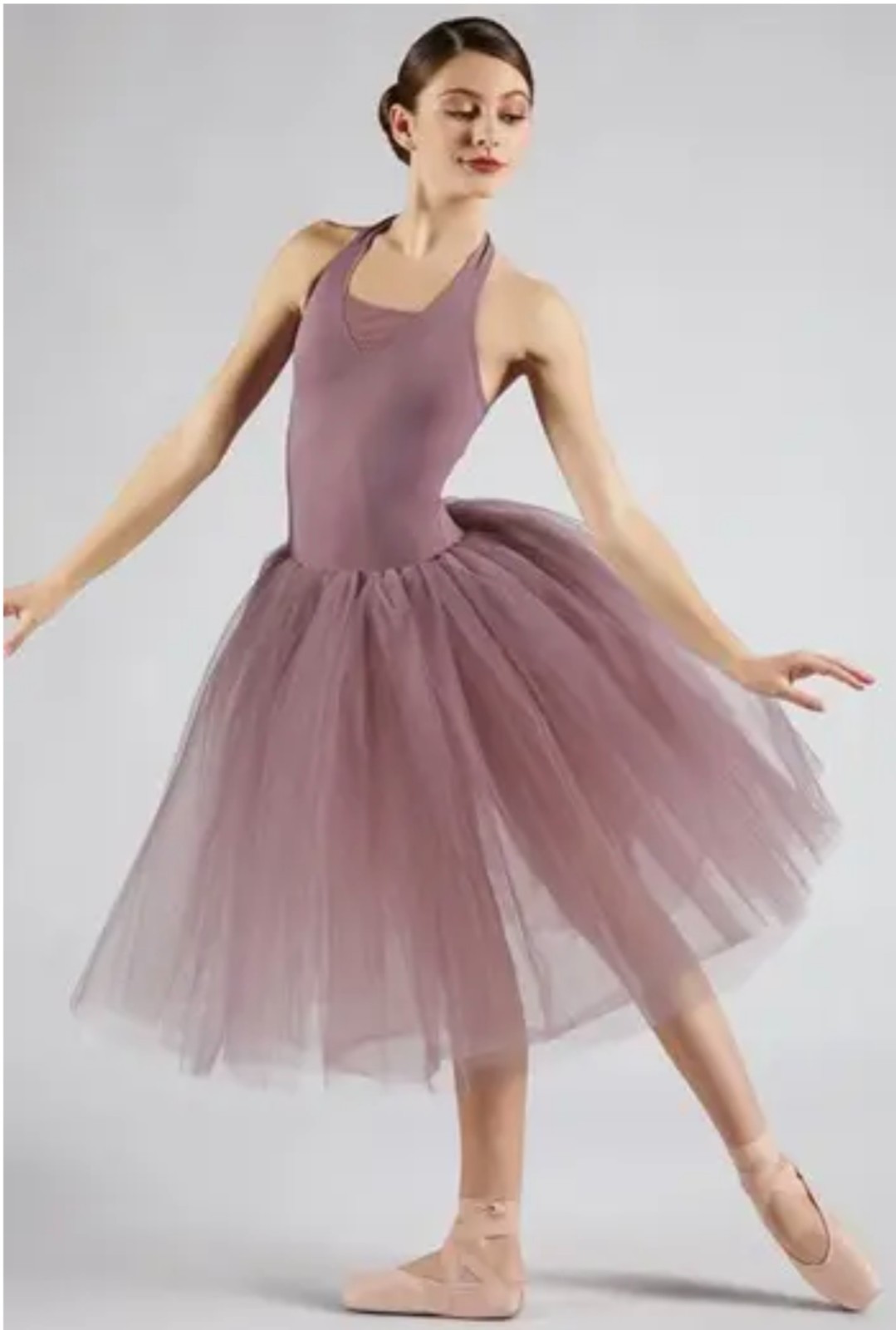 Balera Lyrical Ballet Dress D11727 Women’s Small French Mauve Halter Tulle