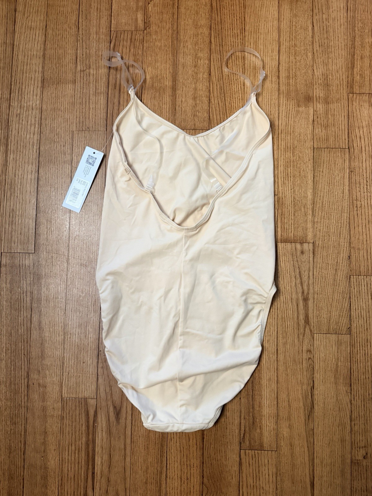 NWT Capezio Camisole Leotard w/Clear Transition Straps in Nude L (Style 3532)