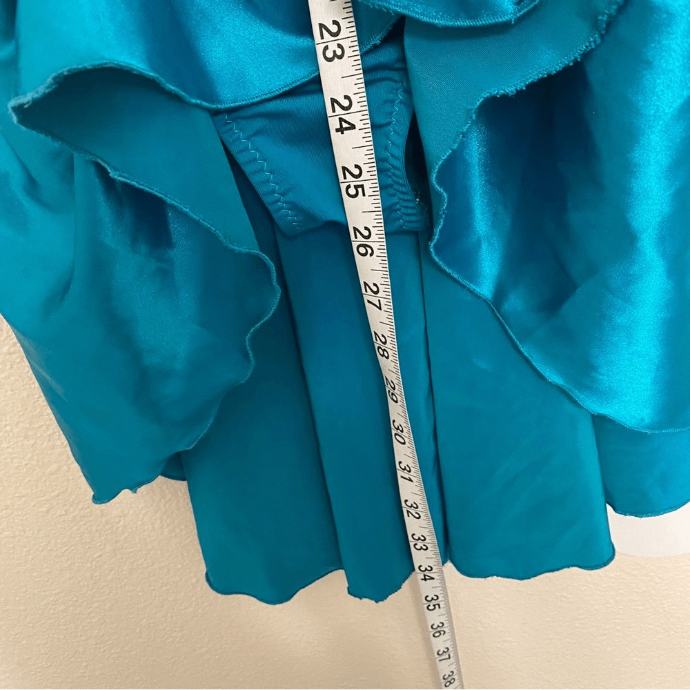 Custom solo dance costume leotard dress lyrical teal rhinestone embellished XSA