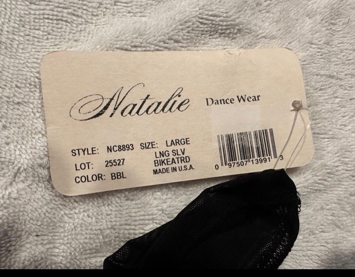 NATALIE COUTURE NC8893 Mesh Zip Front Black Shorty Unitard Biketard NWT sz Large