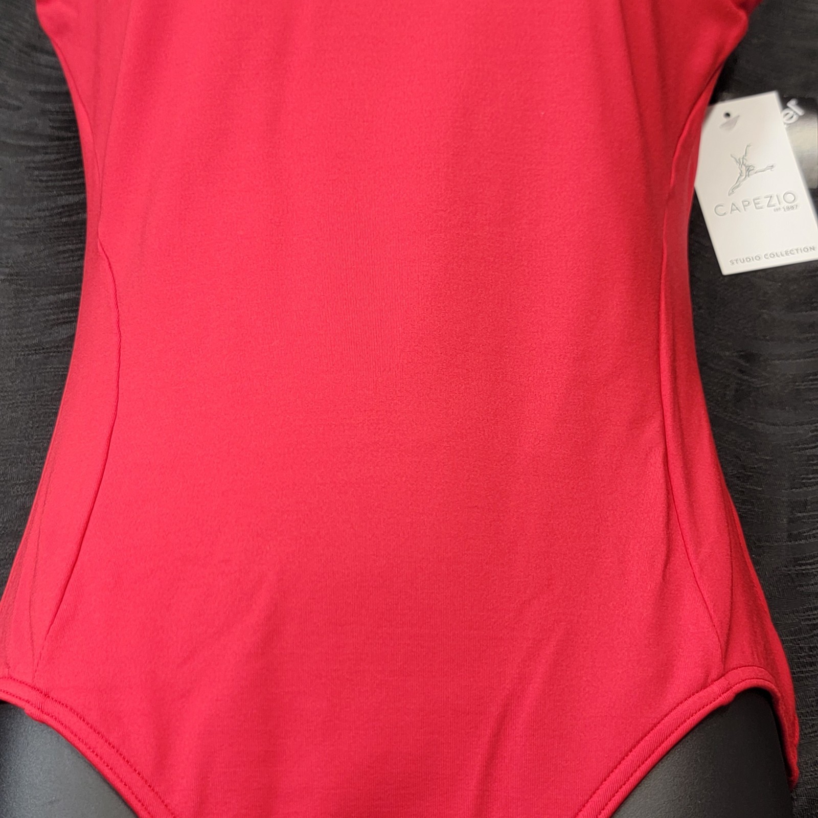 Capezio Red Studio Collection High Neck Sleeveless Snap Closure Open Back SZ XL