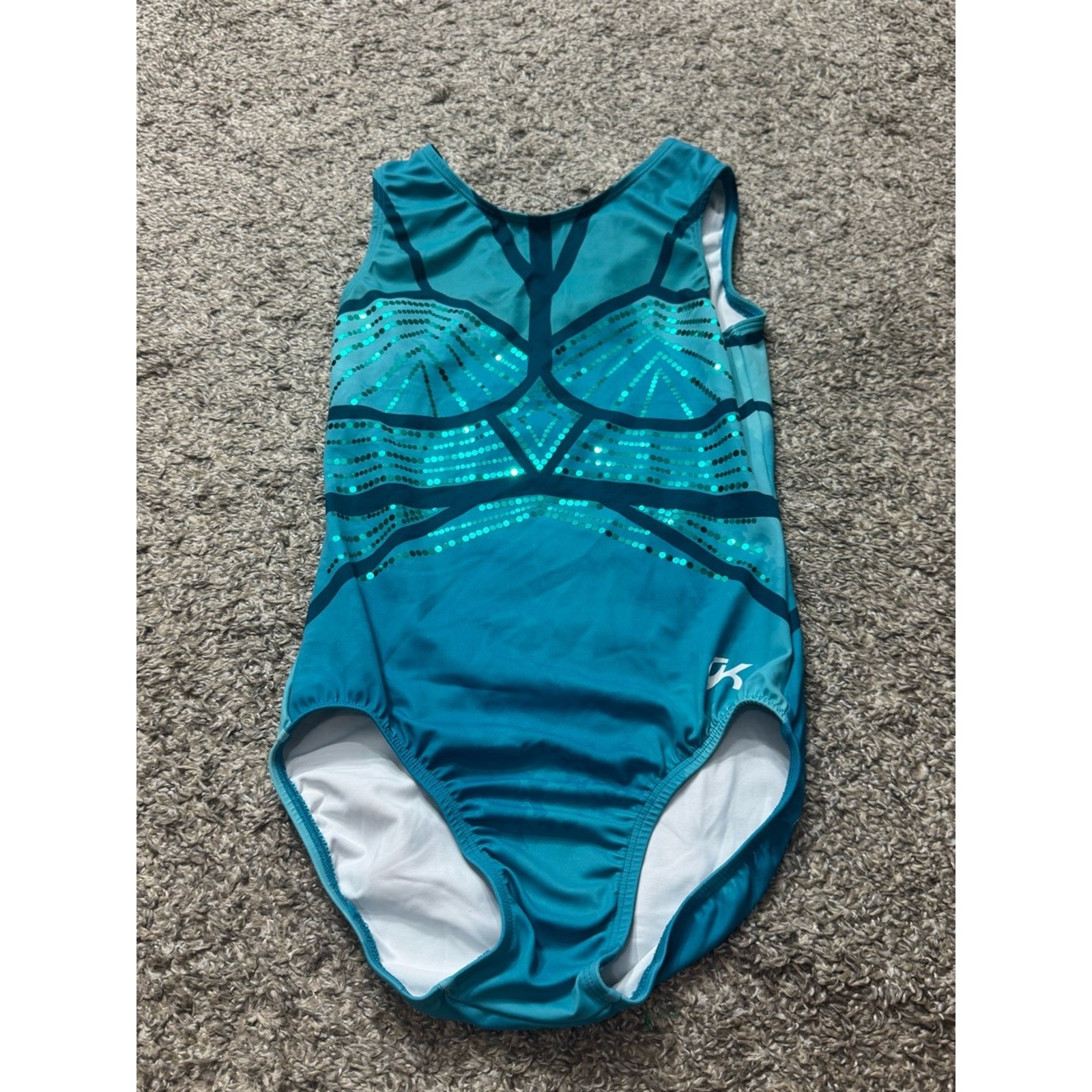 GK Elite Gymnastics Leotard Sequins Blue Adult Small