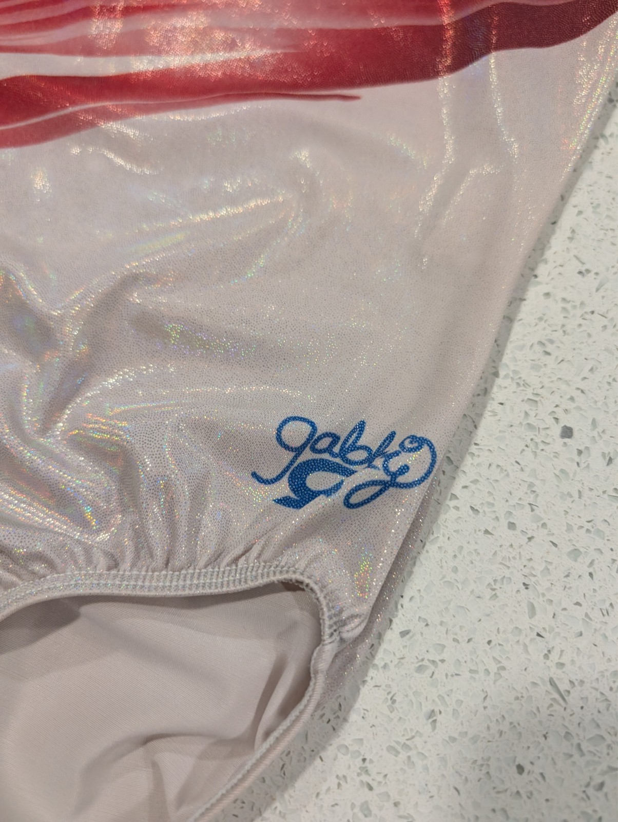 OLYMPIC Gabby GK Elite AS Small Gymnastics Dance Leotard PATRIOTIC Holographic