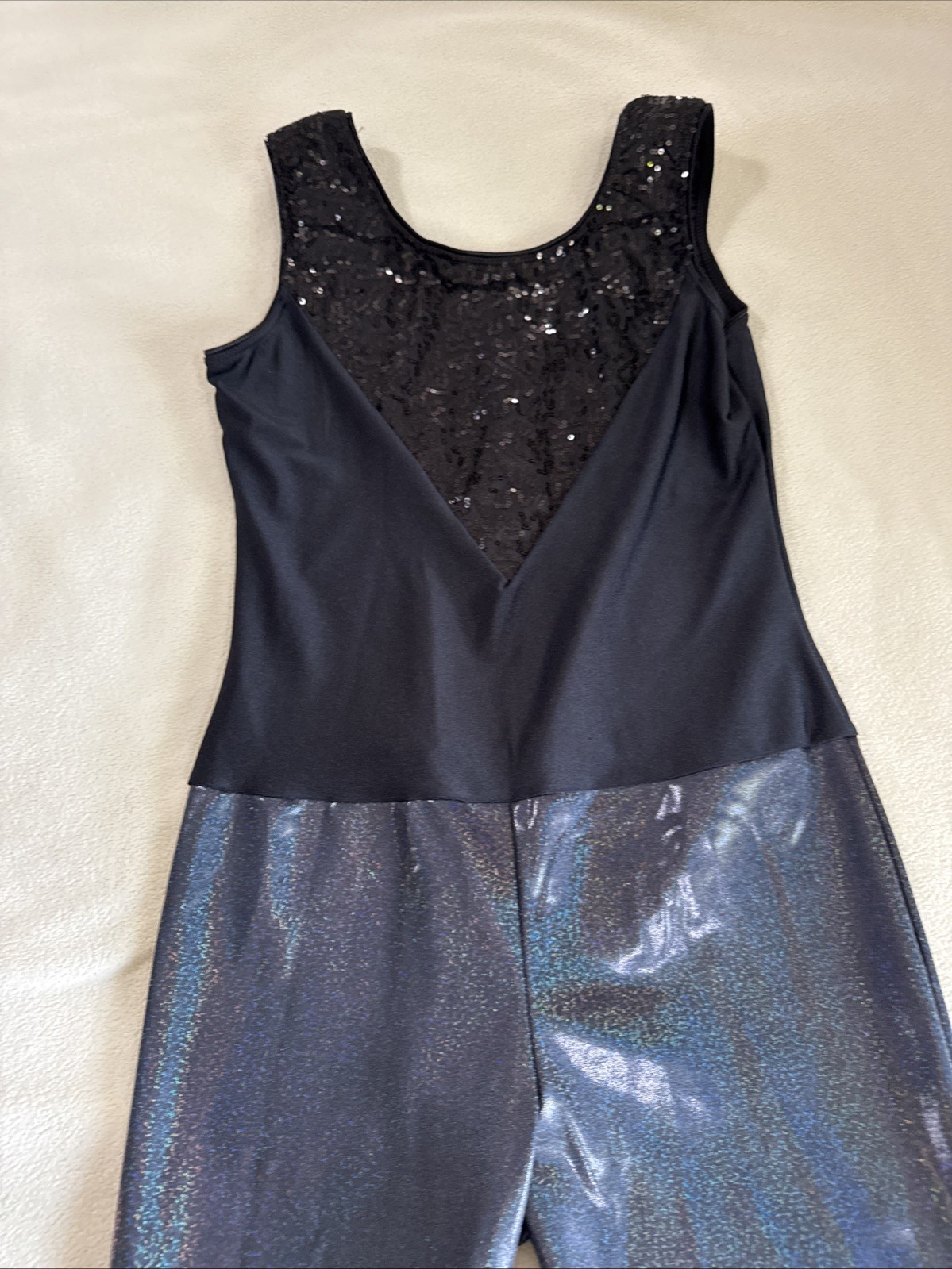 Revolution Tenth House Dance unitard solo costume MA adult Medium Black Sequin
