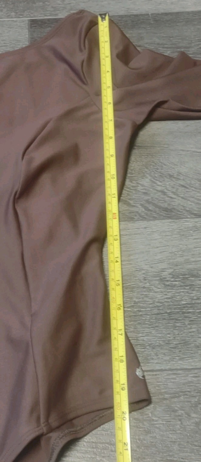 Mariia Dancewear Leotard Wide Scoop Neck 3/4 Sleeve Mocha Brown NWT Adult XL