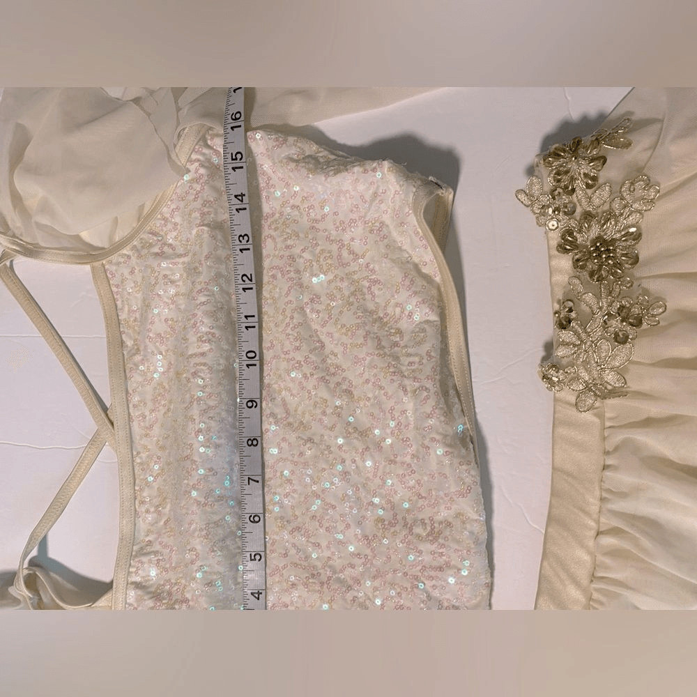 Weissman dance costume 2 piece white ivory lyrical Unicorn 15116 MA adult