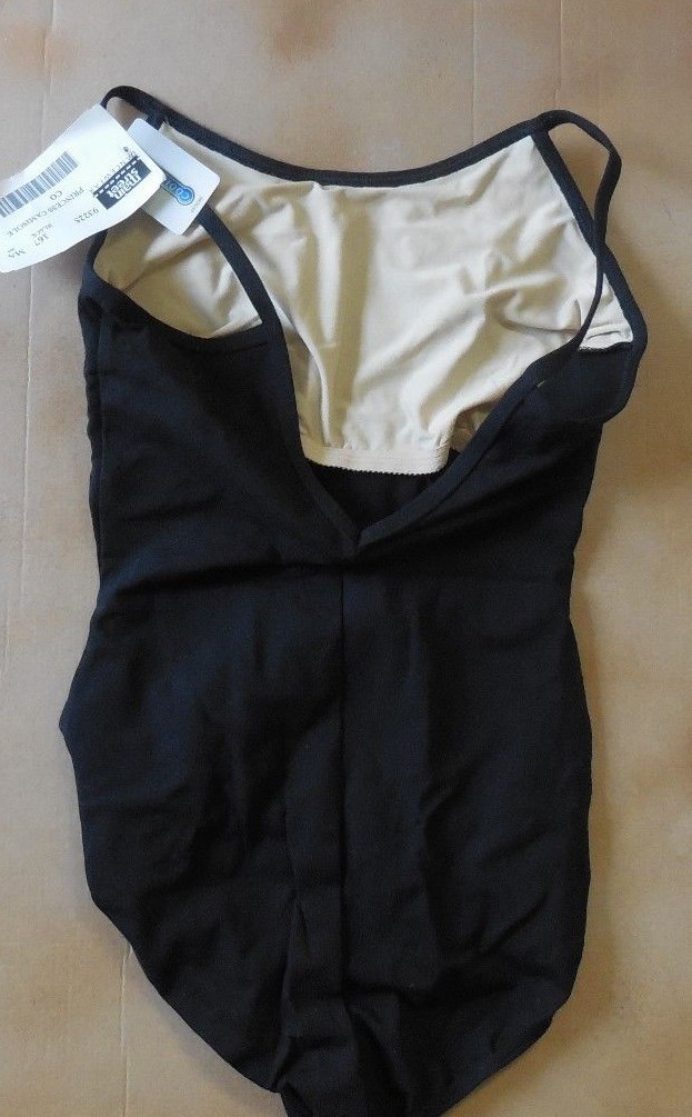 Princess Seamed Black Camisole leotard cotton spandex nude shelf bra