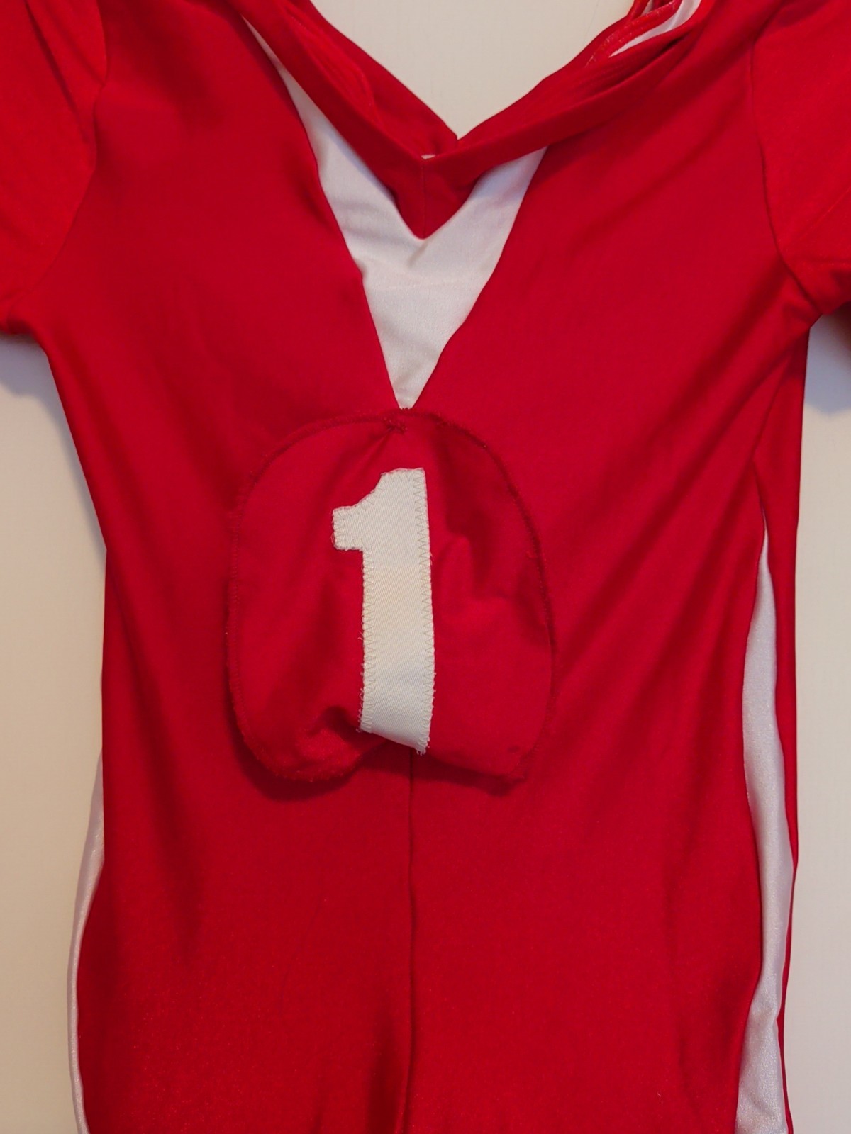 Vintage 80s Spandex Unitard #1 Red Stirrup XS