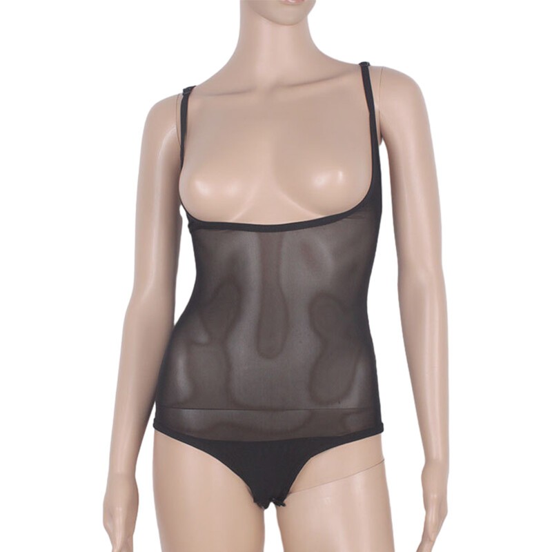 Women Belly Dance Body Stocking Sleeveless Stretch Mesh Sling Leotard Bodysuit