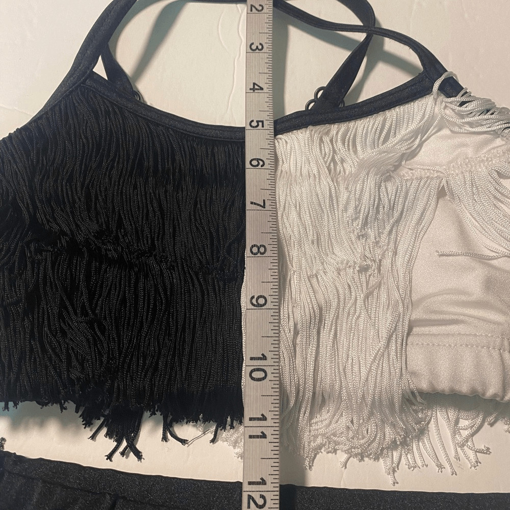WEISSMAN Dance black white 2 piece fringe Move Your Body SH12436 XSA adult
