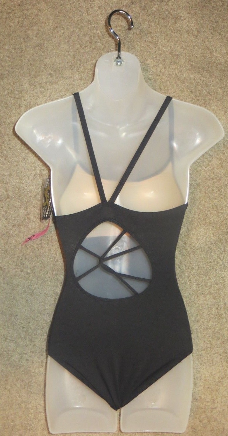 GK Elite Black Cami Leotard Leo DB103 Size AL L Large Adult