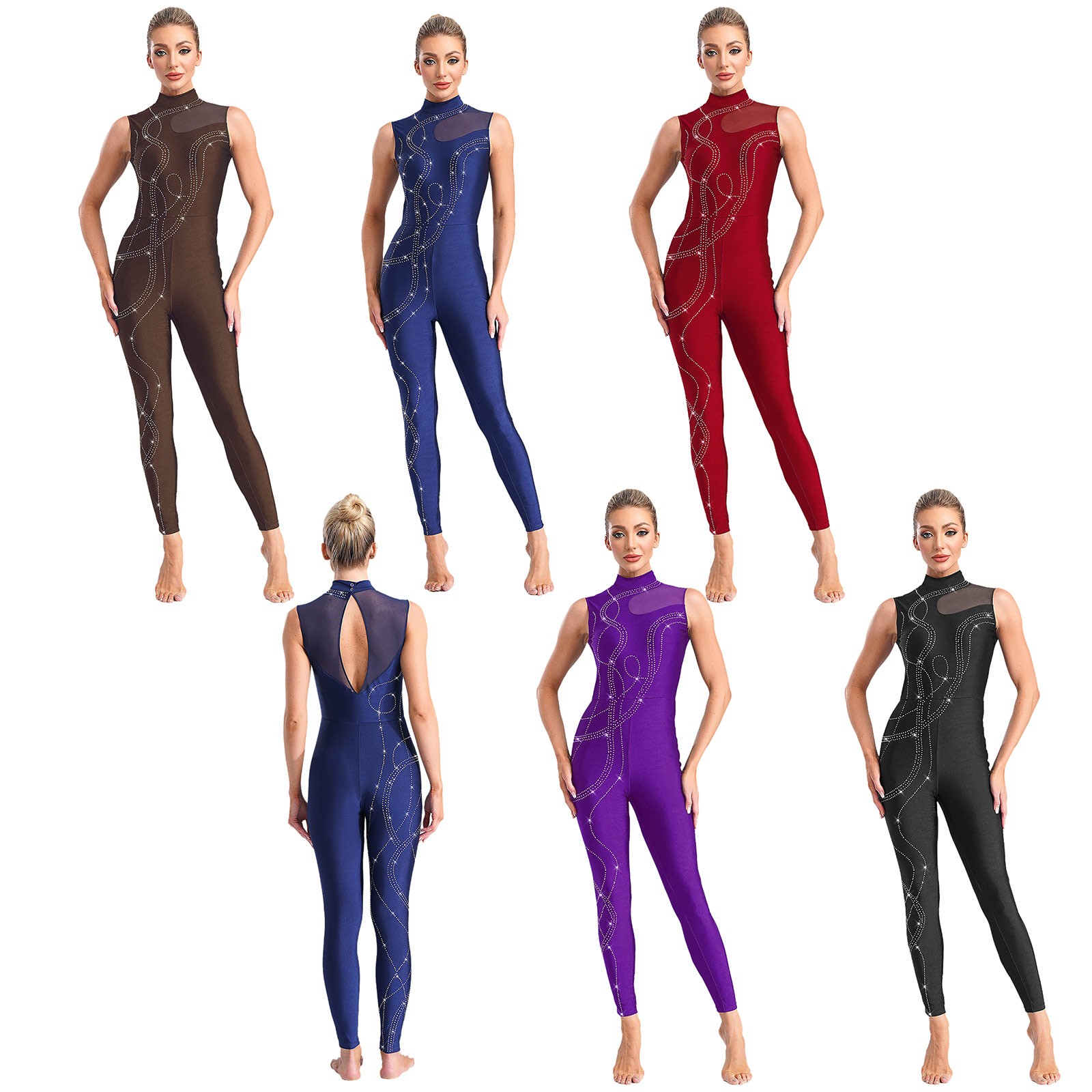 Women’s Gymnastics Leotards Sleeveless Ballet Dance Unitards One-Piece Bodysuit