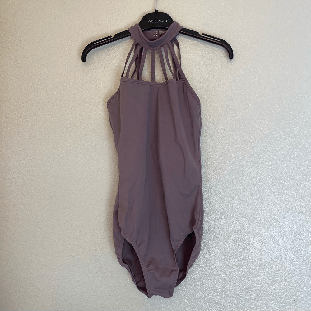 Weissman Balera dance costume lavender mauve Strappy Draped leotard SA adult