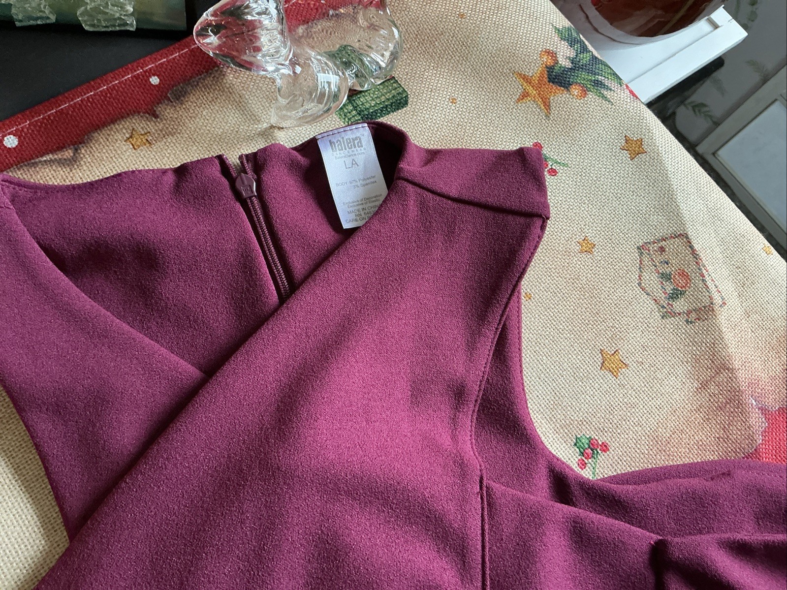 Balera Wine Burgundy Spandex Dance Bodysuit Unitard A L A23