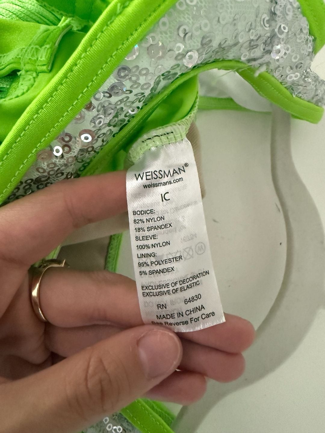 WEISSMAN Neon Green Sleeveless Dance Leotard with Fringe