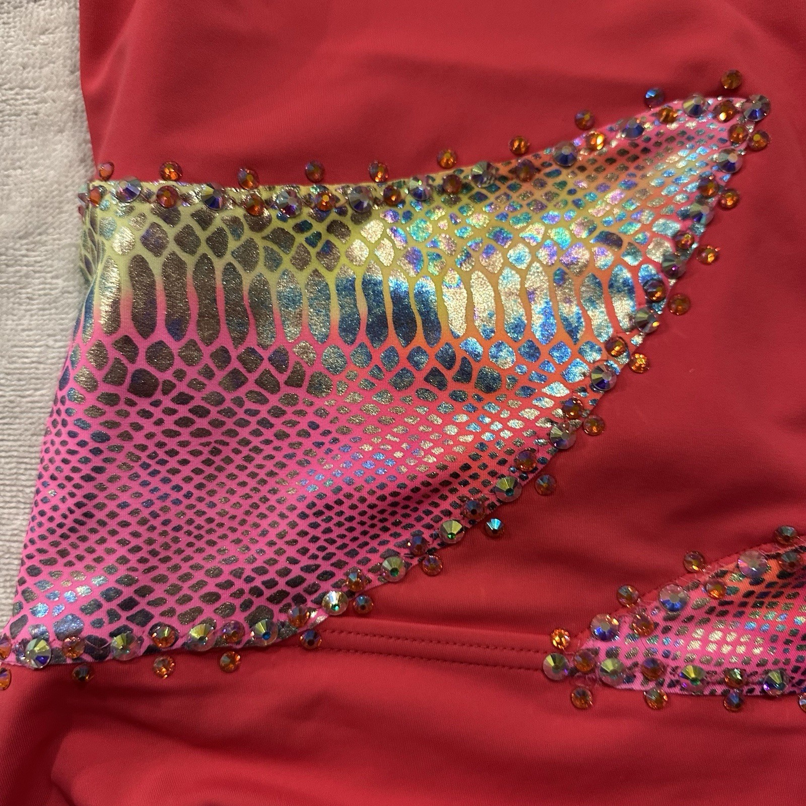 BALERA Orange Abstract Open Back Leotard Semi Custom Solo Dance Costume SA Small