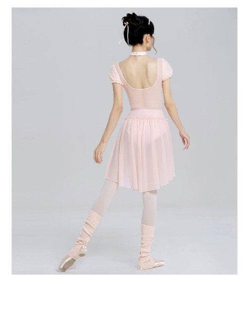 Woman Ballet Leotards Printed Dance Leotard Sleeve Ballet Elegant Mesh Splice