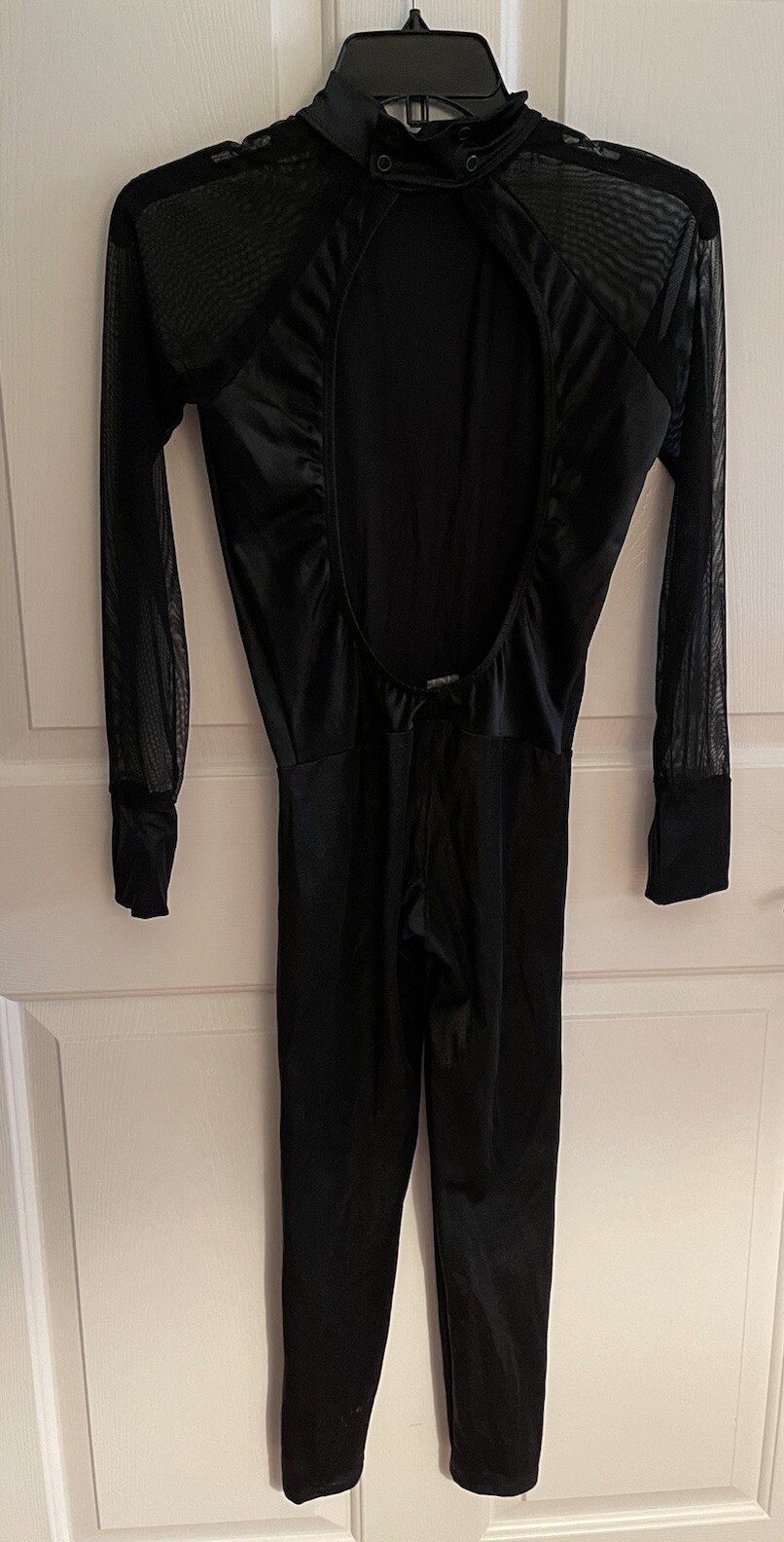 Kizzi Dancewear Black Mesh Long Sleeve Unitard, Open Back, Adult Medium **see