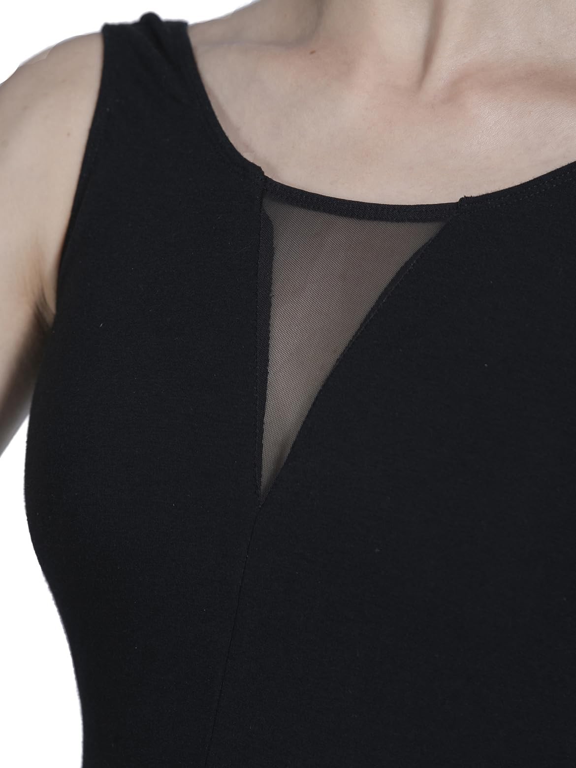 Womens Ballet Leotard 01D0152 Deep V Mesh Front Open Back Front Lined Stretch