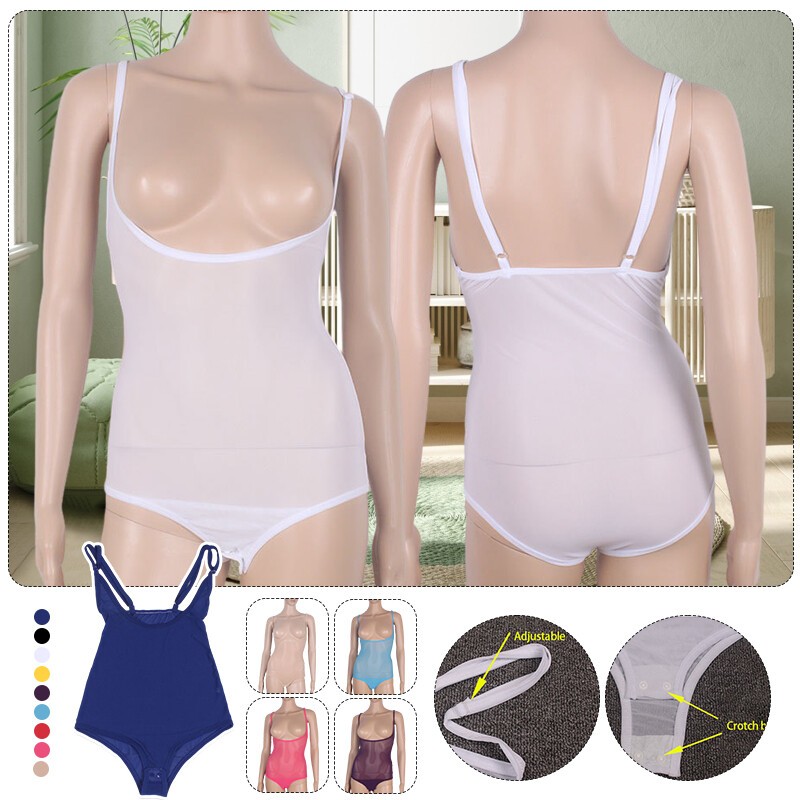 Women Belly Dance Body Stocking Sleeveless Stretch Mesh Sling Leotard Bodysuit