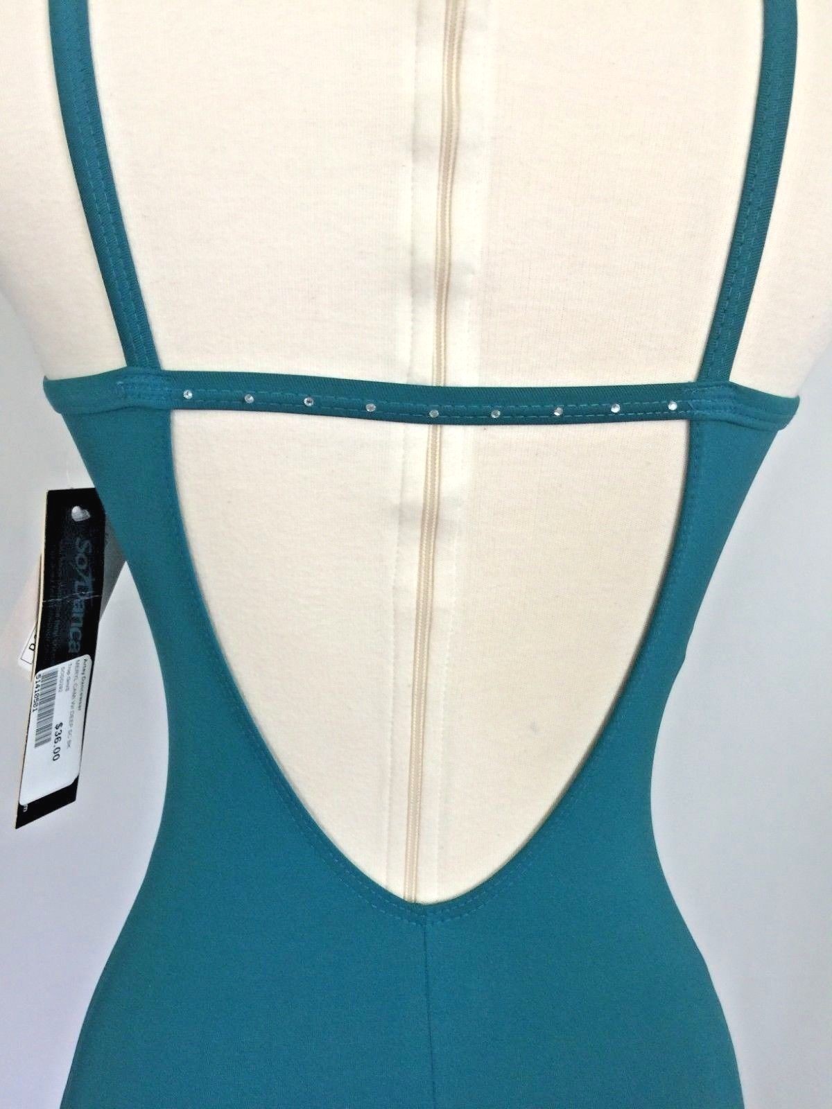 So Danca Ladies Microfiber Rhinestone Back Strap Leotard, THREE Colors, NWT