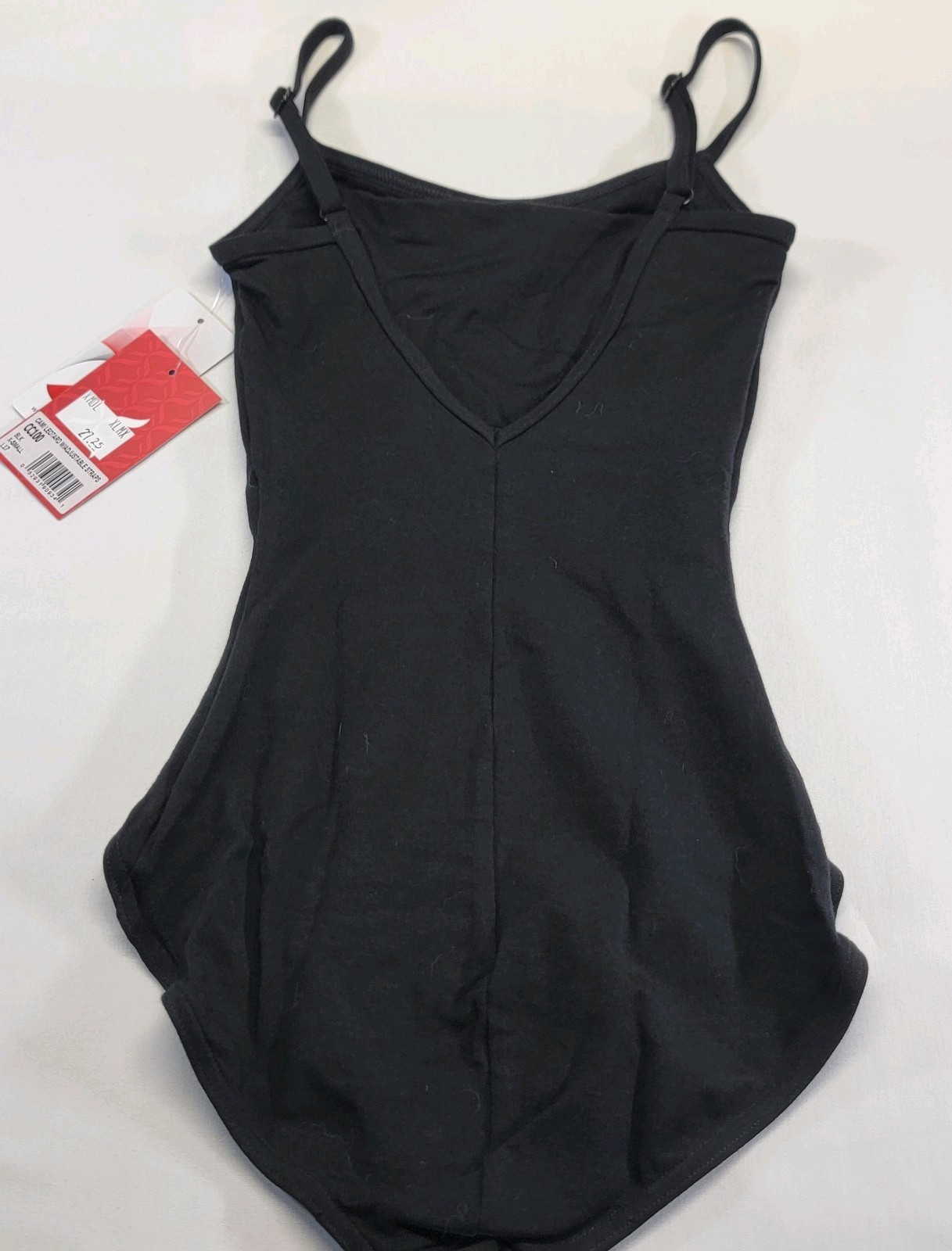 Capezio Strappy Back Camisole Leotard Black Scoop Front Criss-cross Back SZ XSA