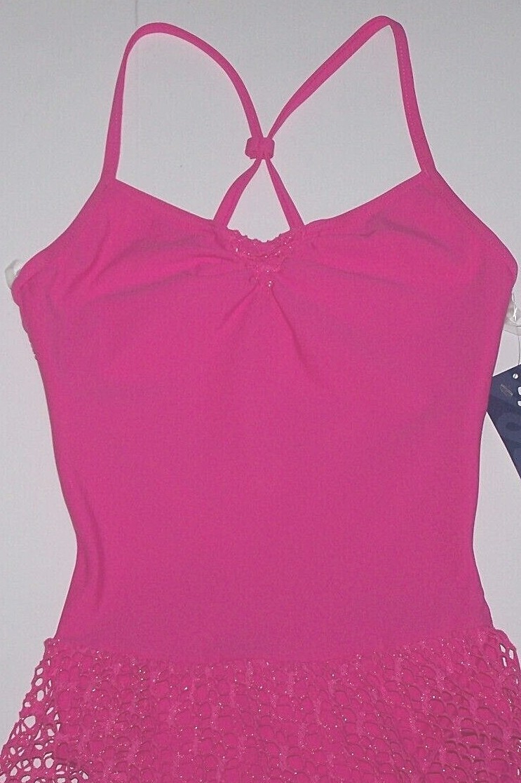 Capezio Camisole Dress Jacquard Skirt Leotard Bodysuit 10188 Pink New Nwt Women