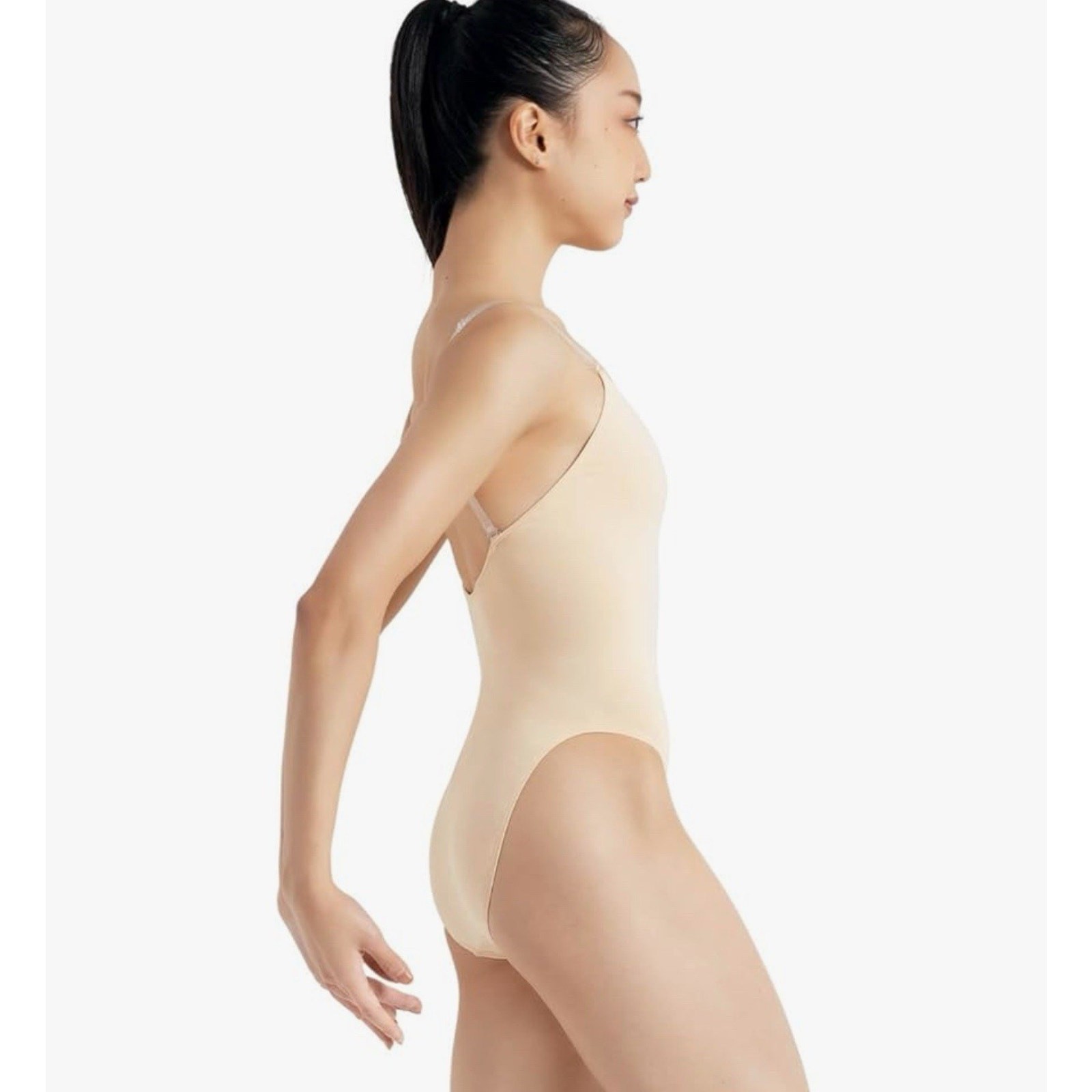 Capezio Womens Camisole Leotard With Clear Transition Straps Nude- Small *READ..