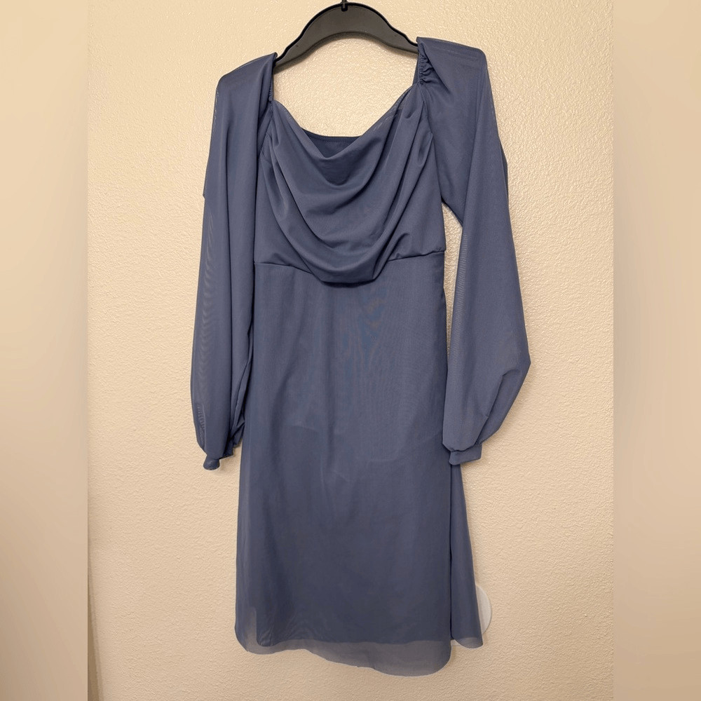 Weissman Balera solo lyrical Dance costume blue Mesh Poet Sleeve Dress 16384 LA