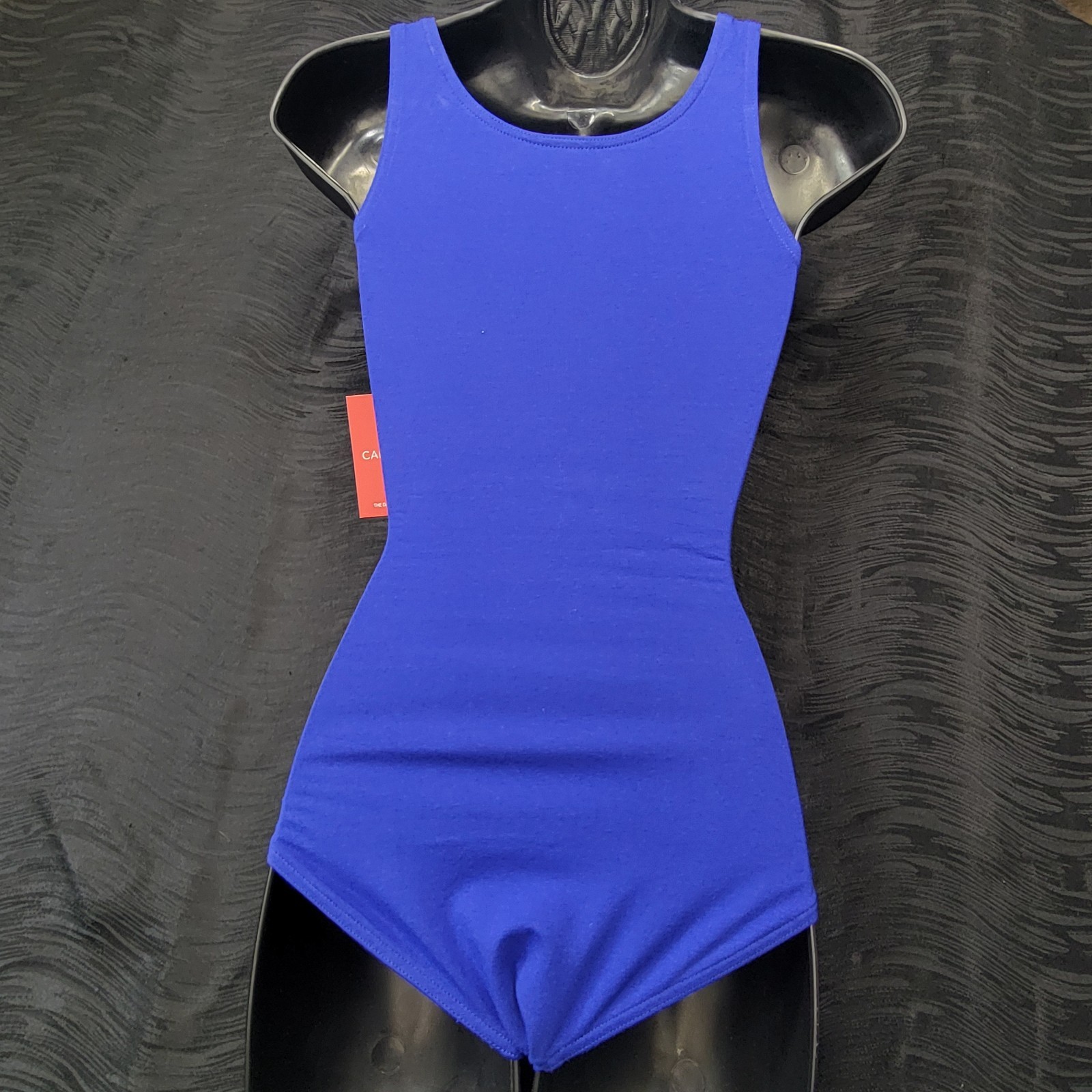 Capezio Royal Blue High-Neck High Scoop Front-Back Neckline Tank Leotard SZ XSA