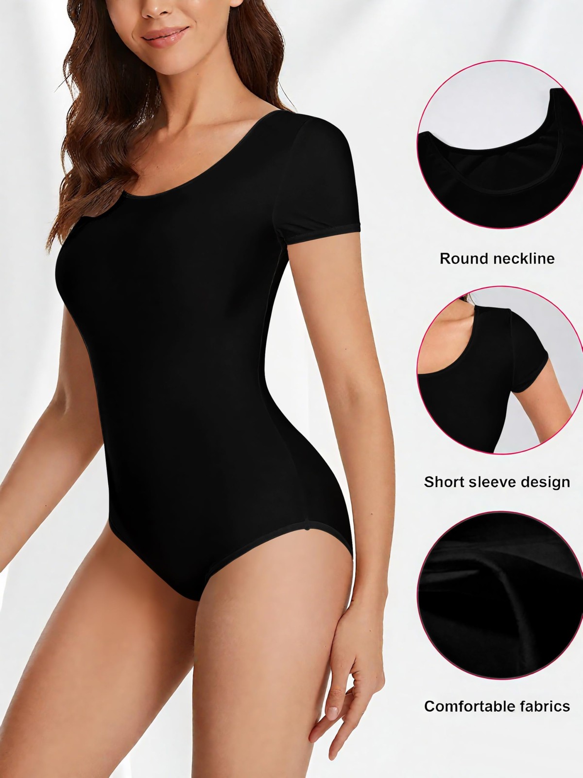 MOLLDAN Women Basic Dance Leotard Long Sleeve Adult Team Small, Black-01