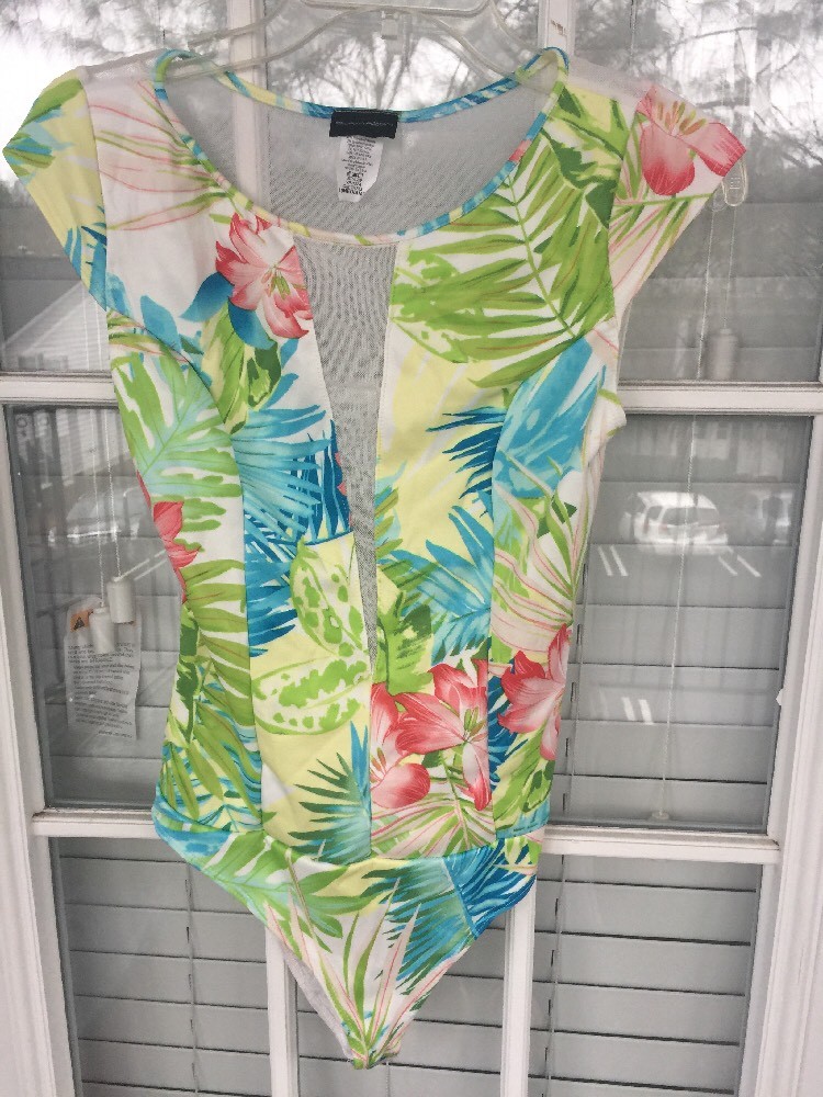 Womens Glamazon Mesh Body Floral BodySuit Nude Size: Medium $59
