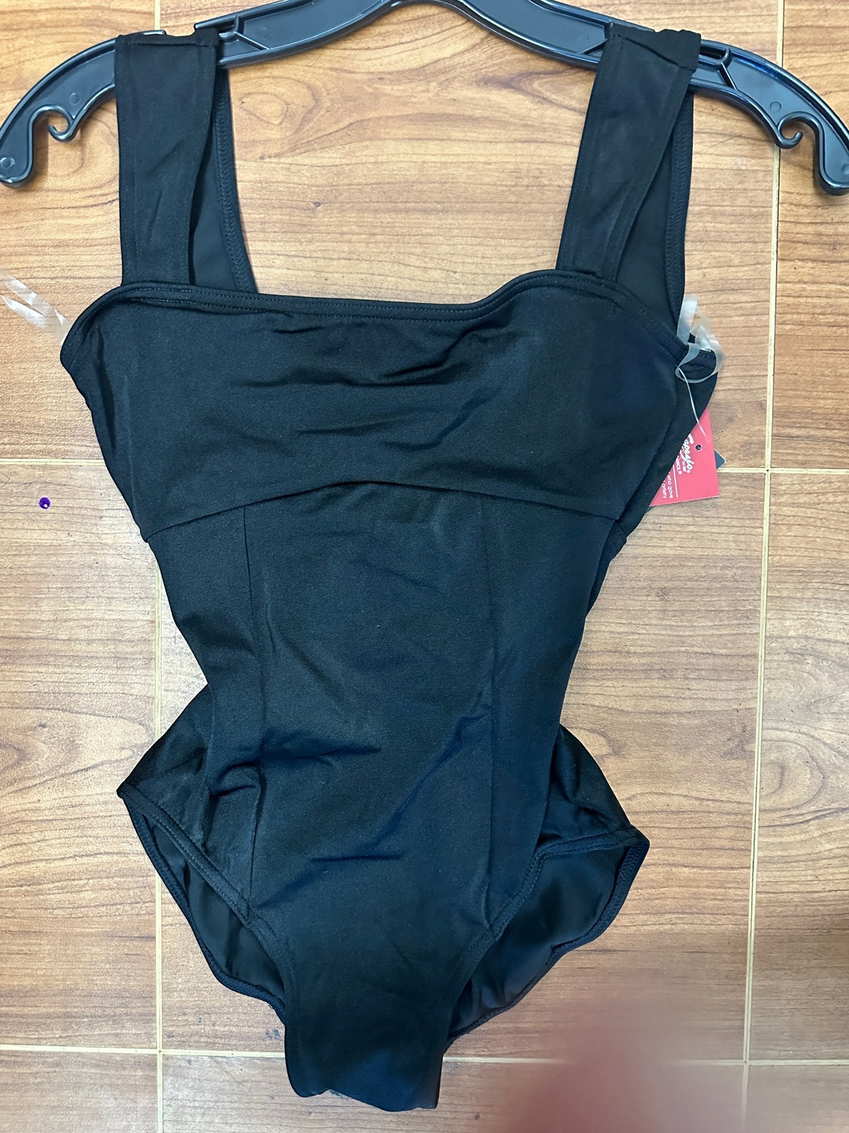 Dance New Leotard Capezio 10309W Adult Black Wide Tank Pinch Mid Back Ballet Tap