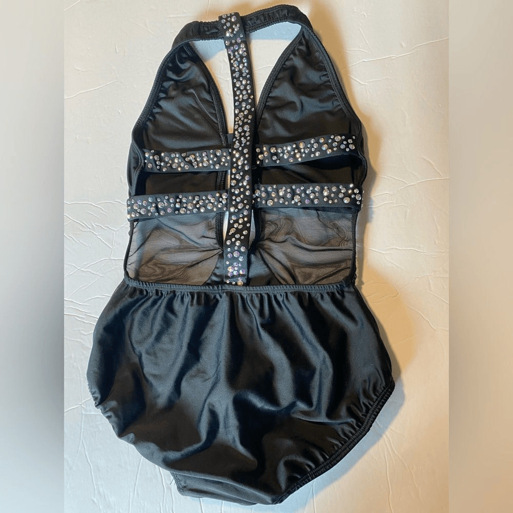 AA dance contemporary sexy solo custom black illusion rhinestone mature XSA