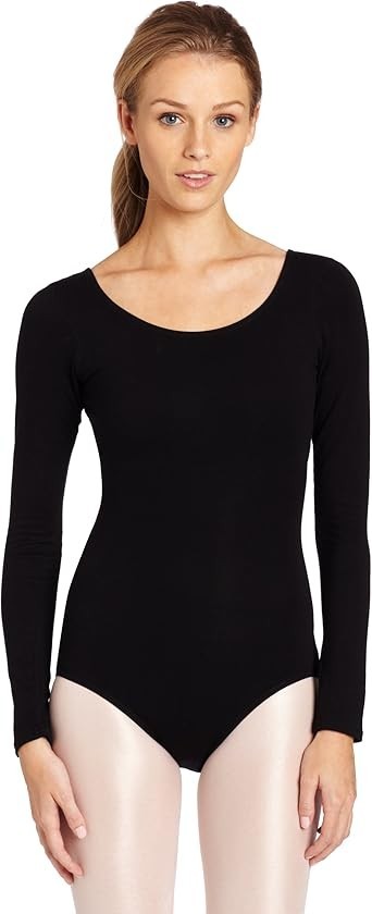 Capezio womens Cotton Classic Long Sleeve Leotard, Black, S
