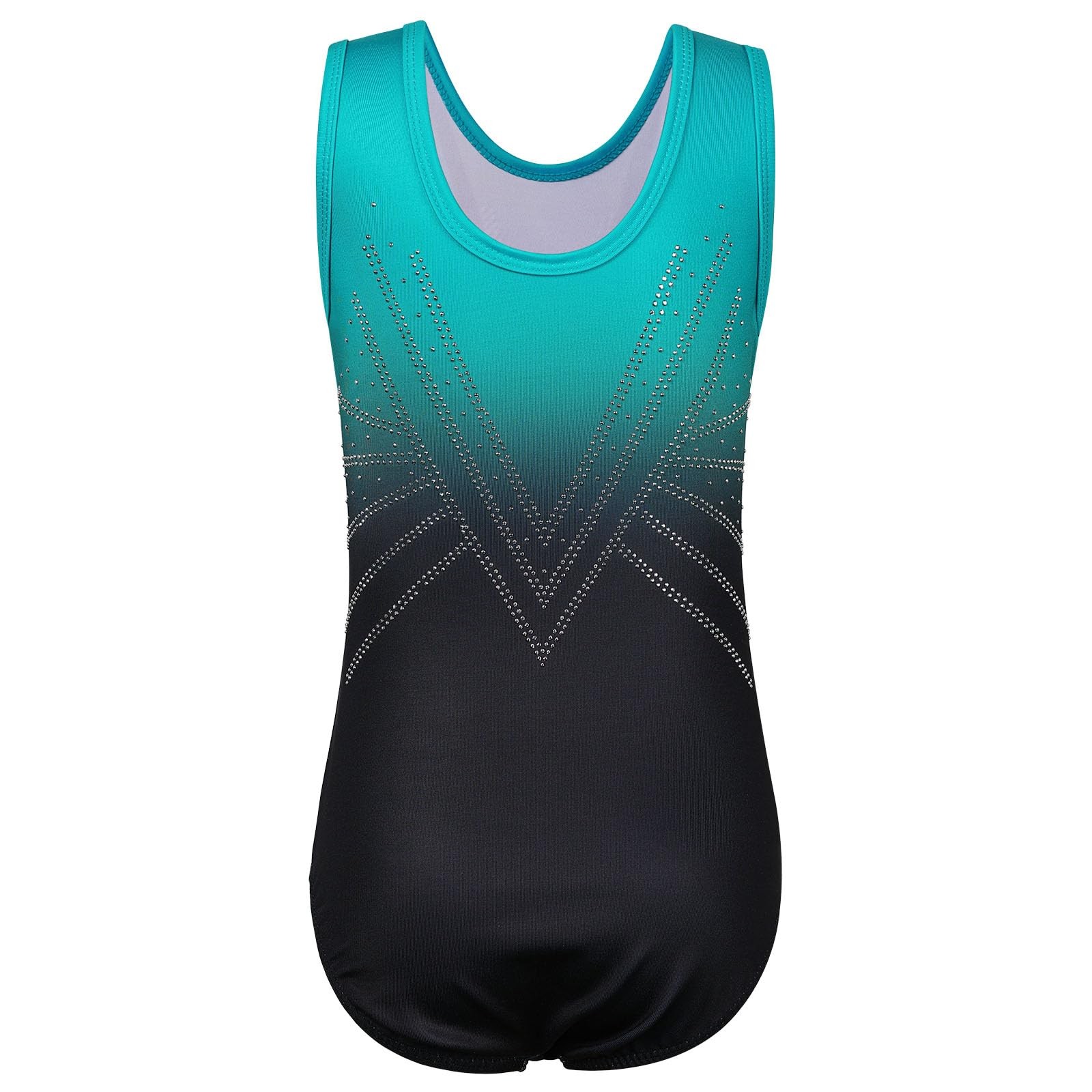 BAOHULU Gymnastics Leotards for Girls 13-14 Years, Blackgreen Diamond Set