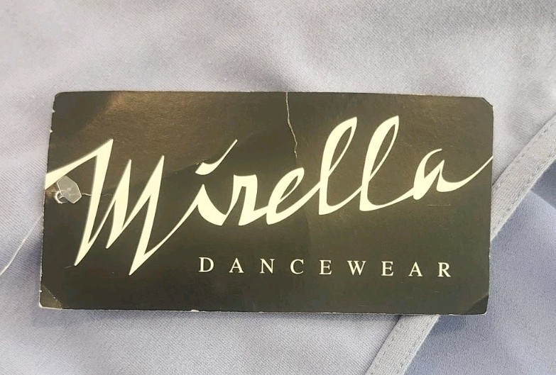 NWT Mirella Dancewear Leotard Light Blue with Attached Sheer Chiffon Skirt Sz L
