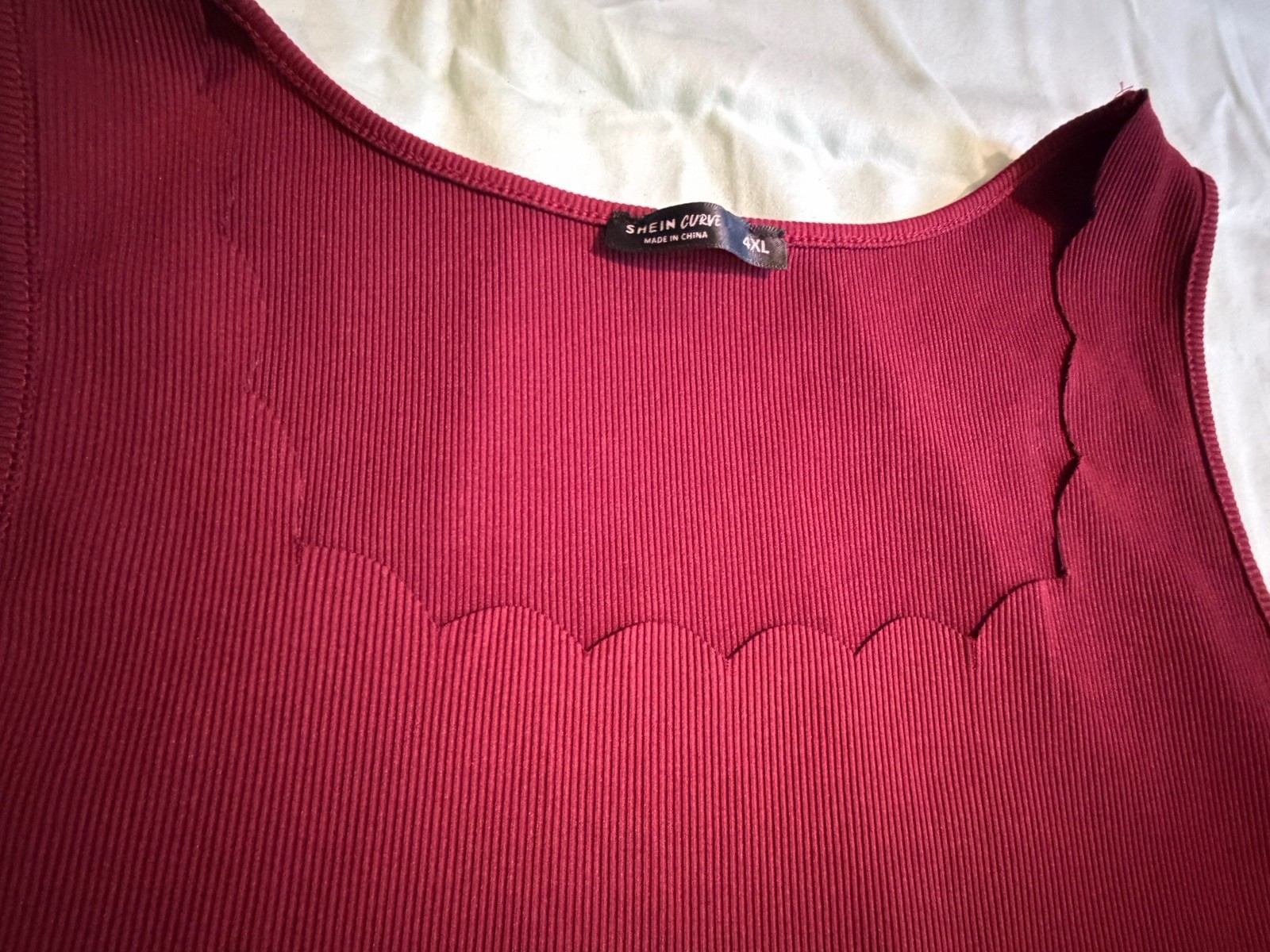 Woman’s SHEIN Leotard Size 4XL Wine Colored With Scalloped Neckline